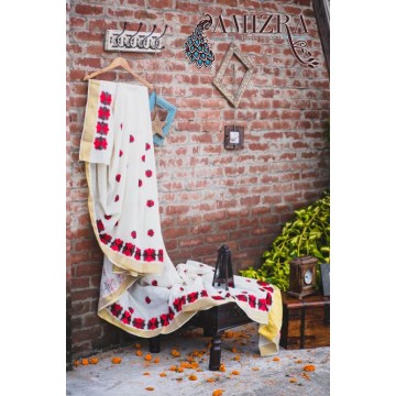 PHULKARI-WHITE SECRET  Hand Embroidered Phulkari